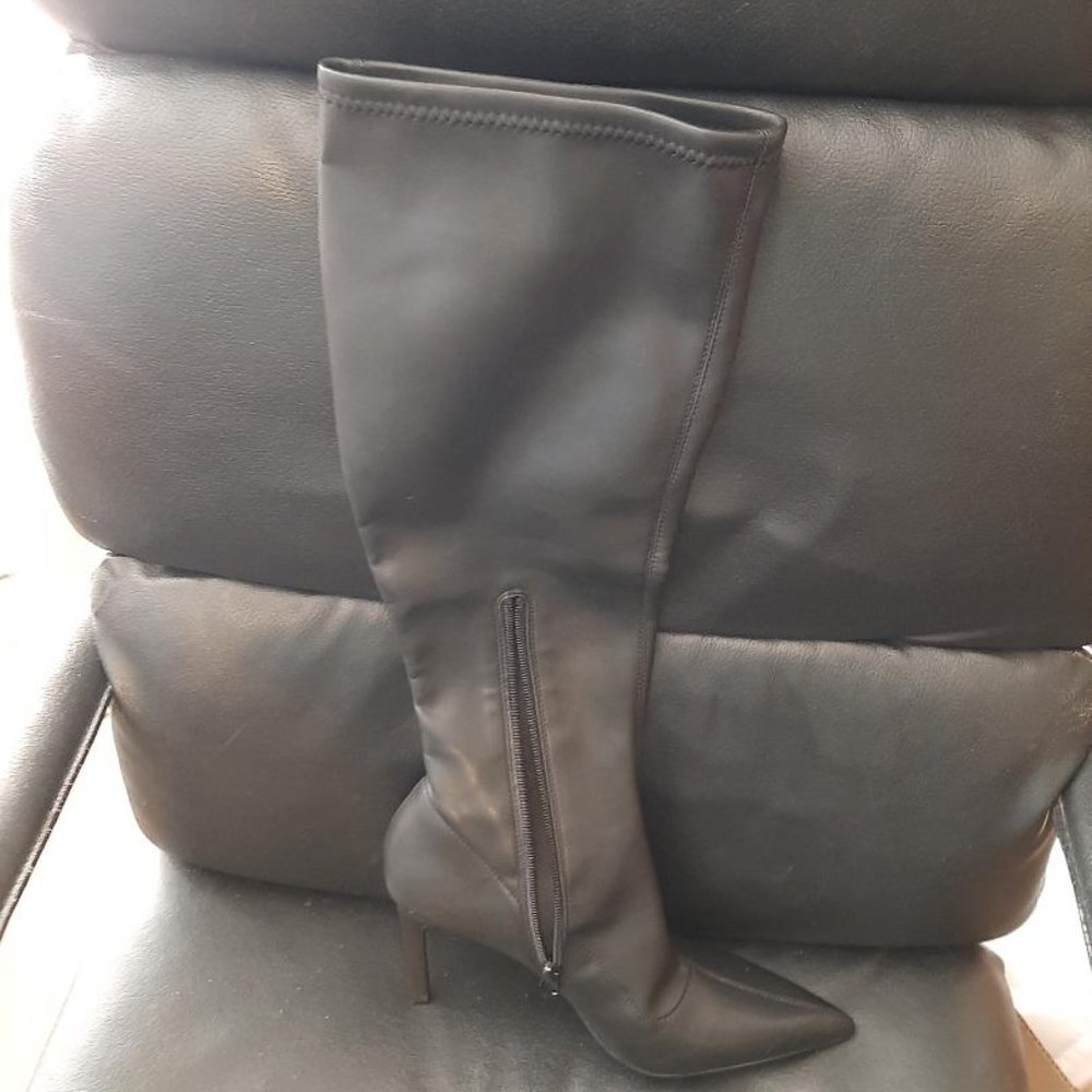 New ! Open Edit Viv Pointy Toe Boot Over Knee Bla… - image 1